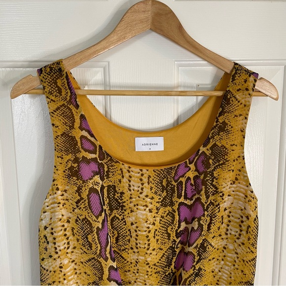 Adrienne Yellow and Purple Snake Print Tank Top With Tie Front Size Medium - Picture 3 of 7